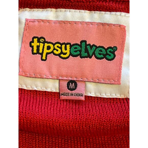 Tipsy Elves Women's I Like Big Bulbs Light Up Ugly Christmas Sweater Red Medium - Picture 8 of 8